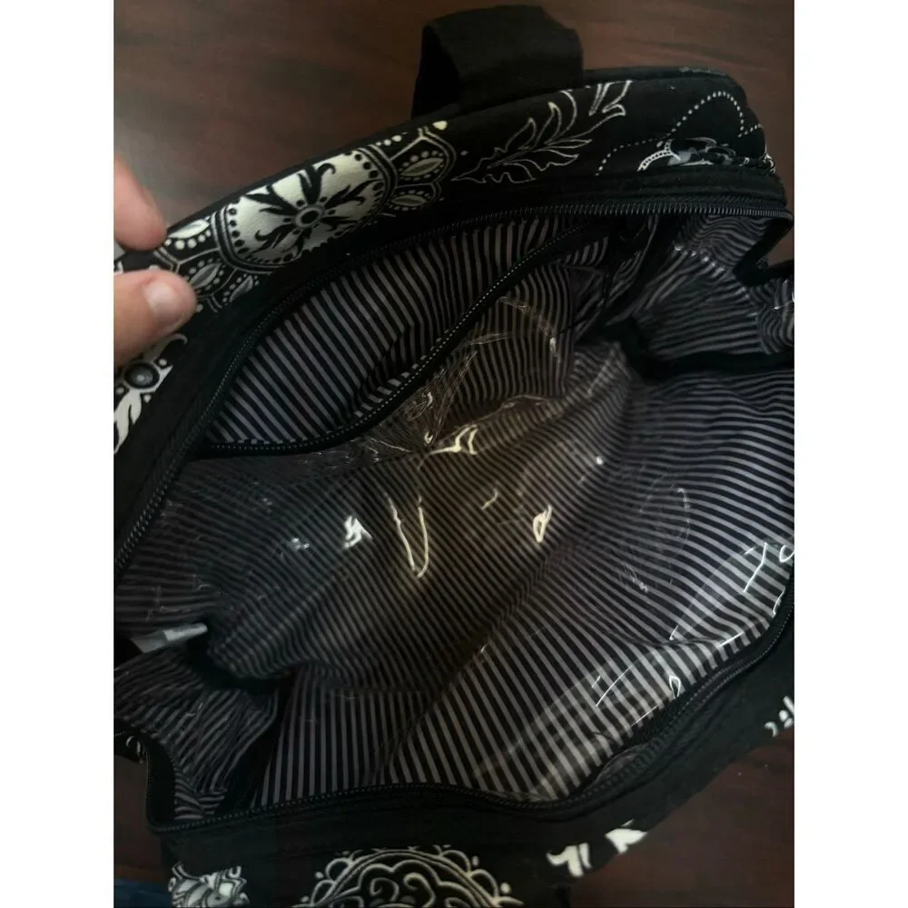 Thirty-One Black and White Floral Print Cosmetic Bag